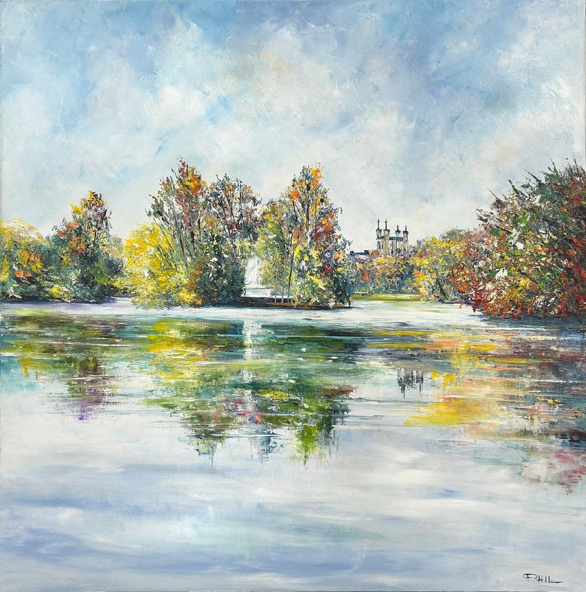 Tableau de PHIL a pour titre  Île du souvenir, Lyon style figuratif dim : PHILprix:600