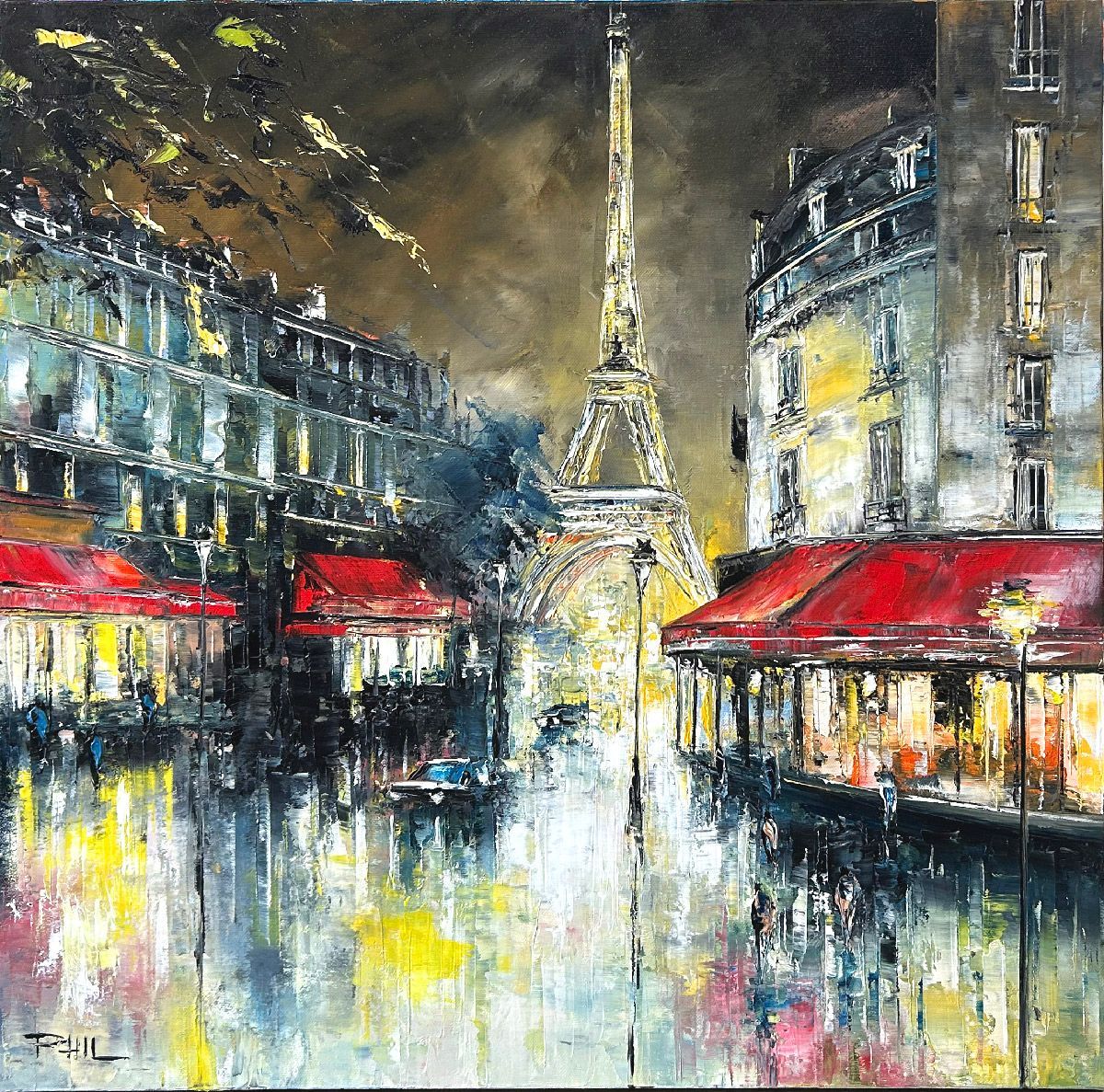 Tableau de PHIL a pour titre  Les boulevards style figuratif dim : PHILprix:350