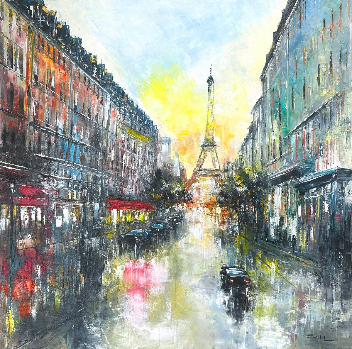 Tableau de PHIL a pour titre  Le boulevard, Paris style figuratif dim : PHILprix:600