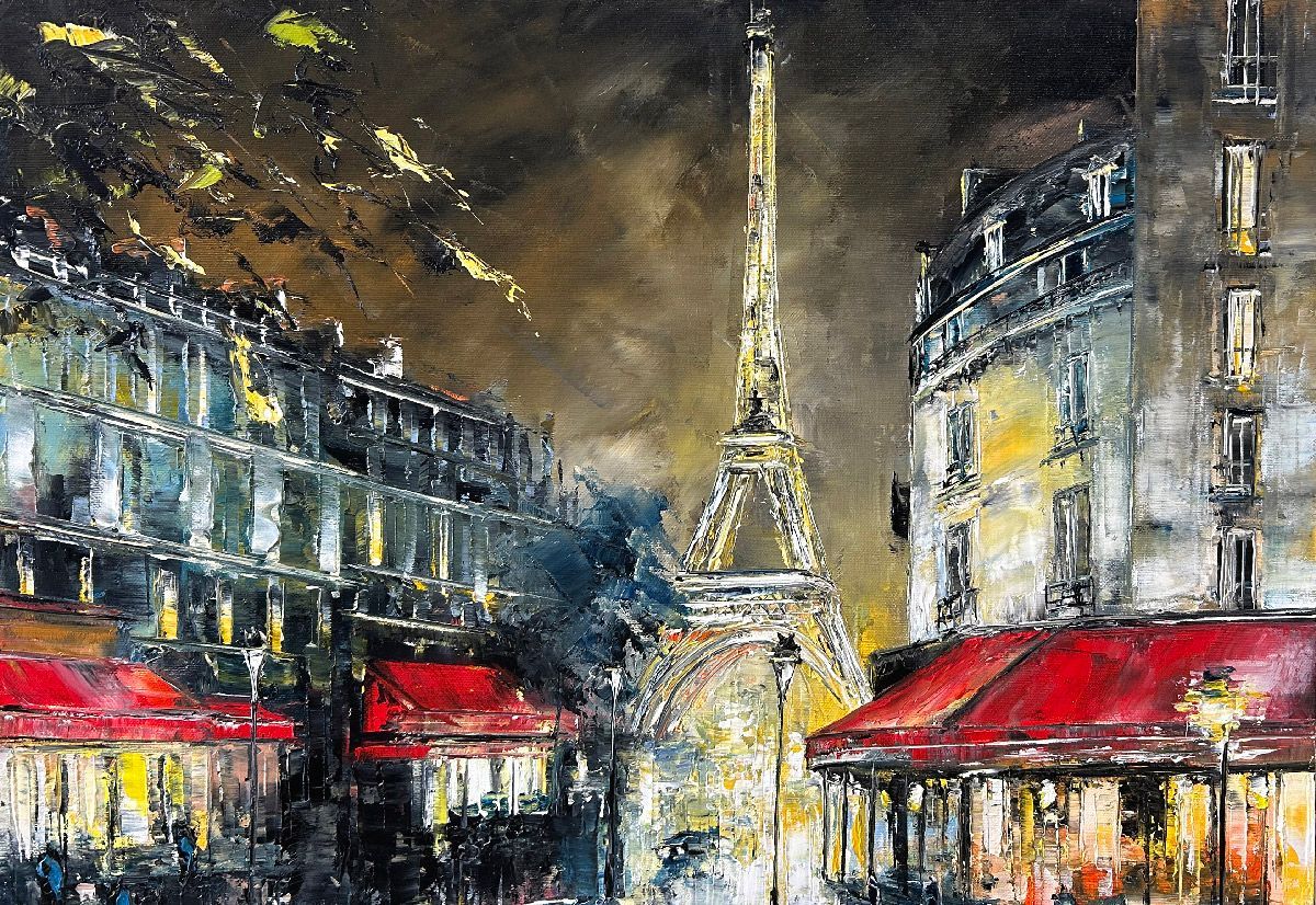 Tableau de PHIL a pour titre  Les boulevards style figuratif dim : PHILprix:350