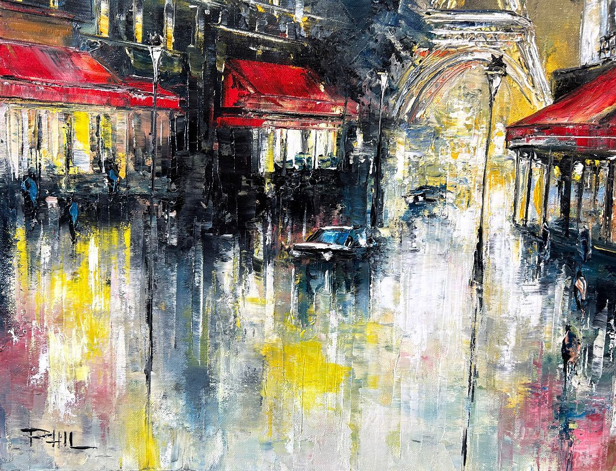 Tableau de PHIL a pour titre  Les boulevards style figuratif dim : PHILprix:350