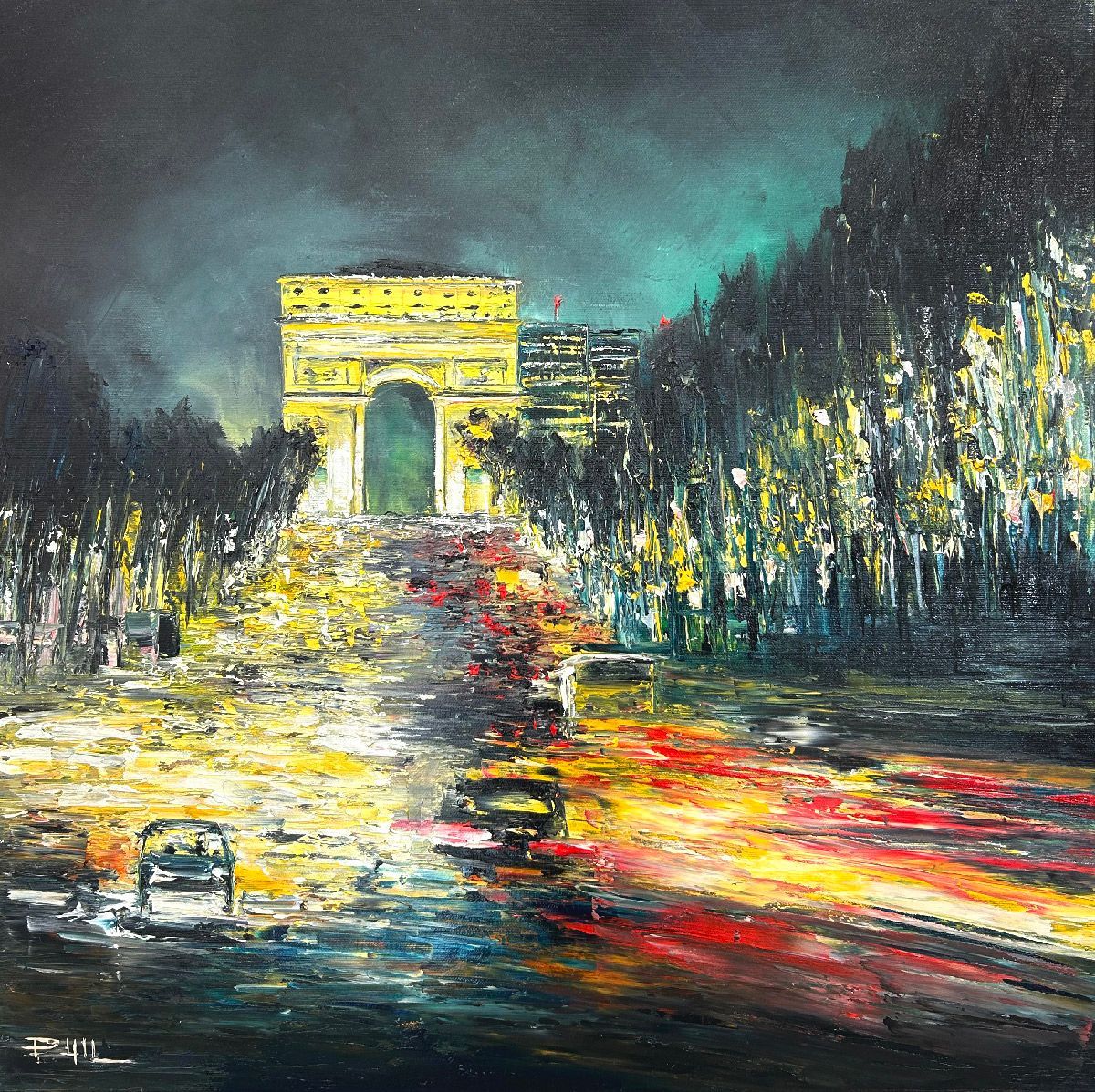 Tableau de PHIL a pour titre  Les Champs, Paris style figuratif dim : PHILprix:350