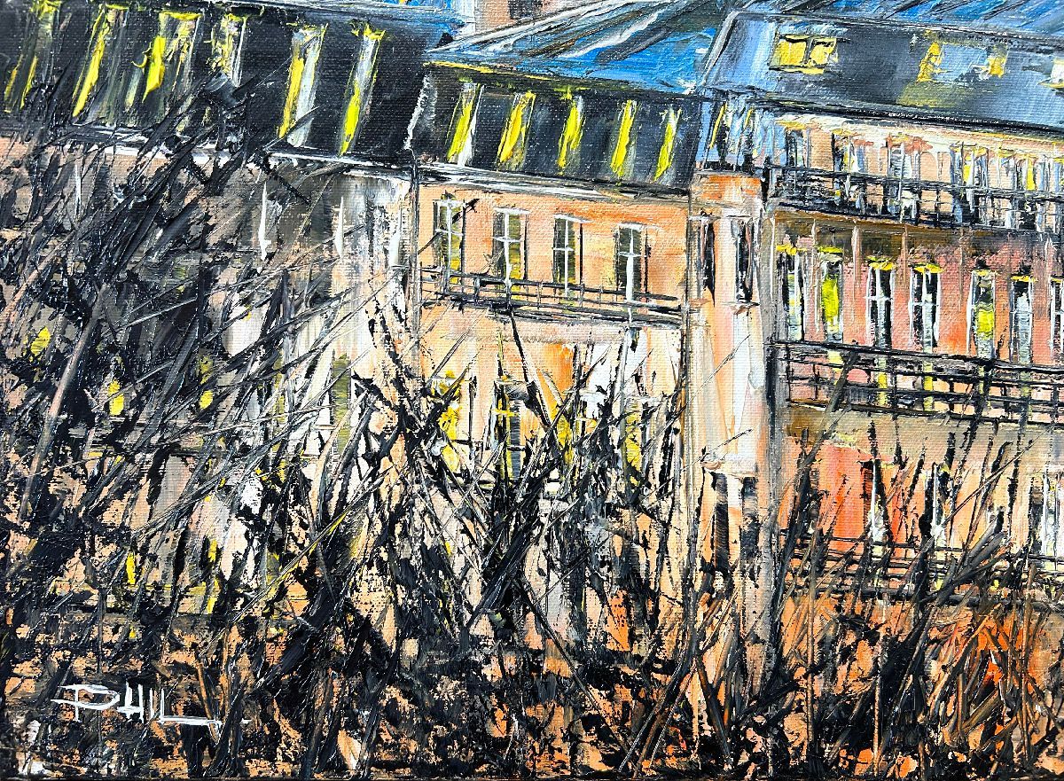 Tableau de PHIL a pour titre  Paris by night style figuratif dim : PHILprix:350
