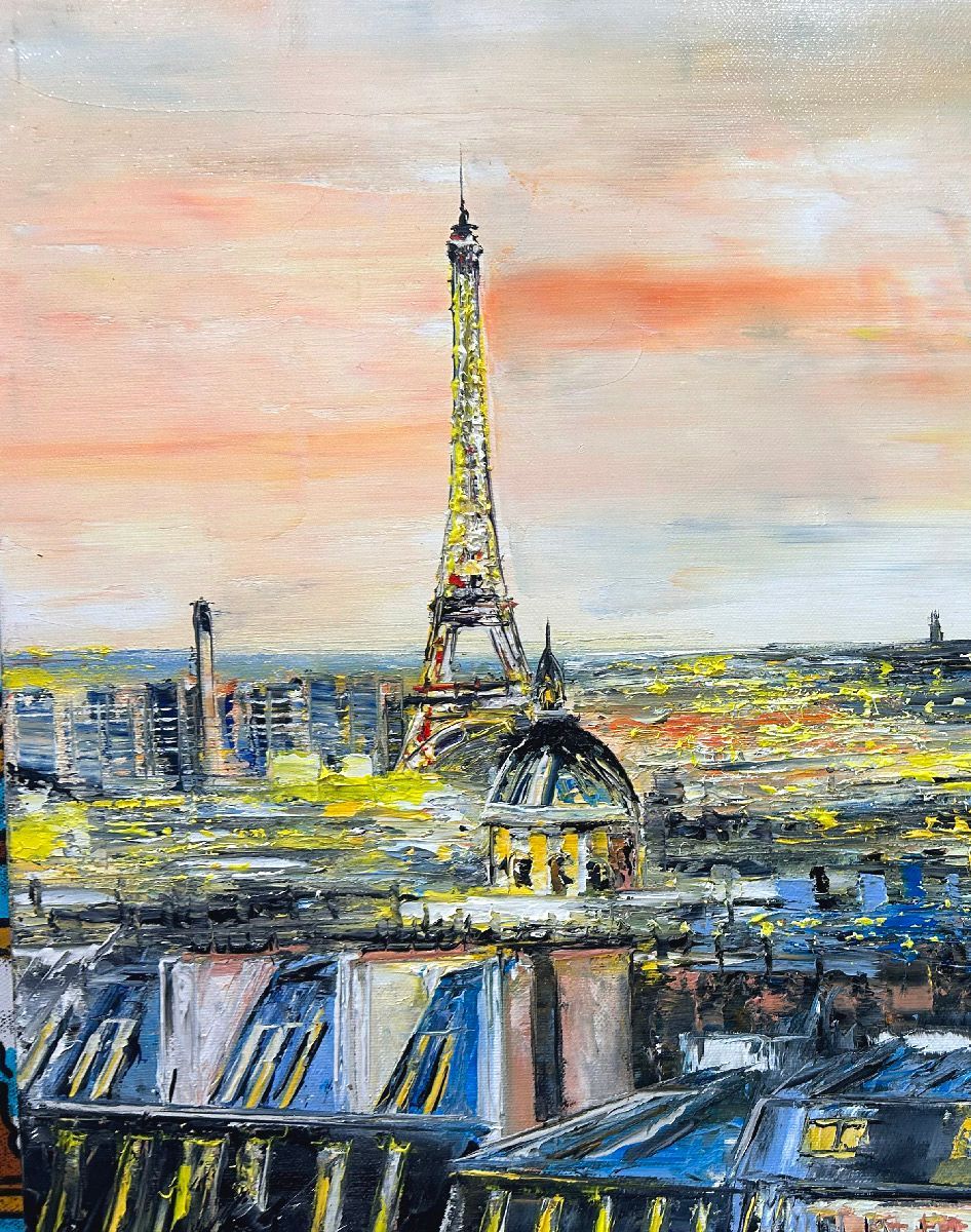 Tableau de PHIL a pour titre  Paris by night style figuratif dim : PHILprix:350