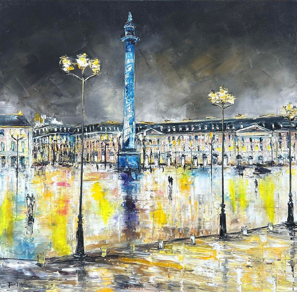 Tableau de PHIL a pour titre  Place Vendôme, Paris style figuratif dim : PHILprix:350