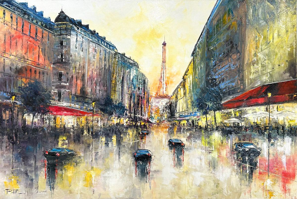 Tableau de PHIL a pour titre  Rue ste dominique, Paris style figuratif dim : PHILprix:600