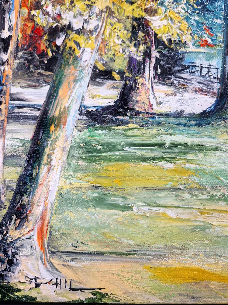 Tableau de PHIL a pour titre  Le Thiou, Annecy style figuratif dim : PHILprix:300