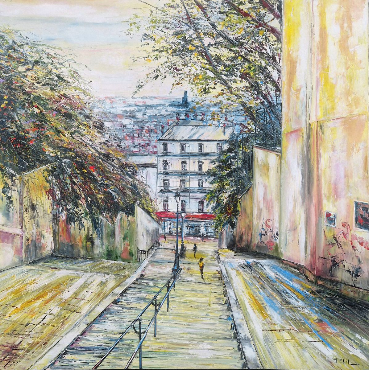 Tableau de PHIL a pour titre  Montmartre, Paris style abstrait dim : PHILprix:700
