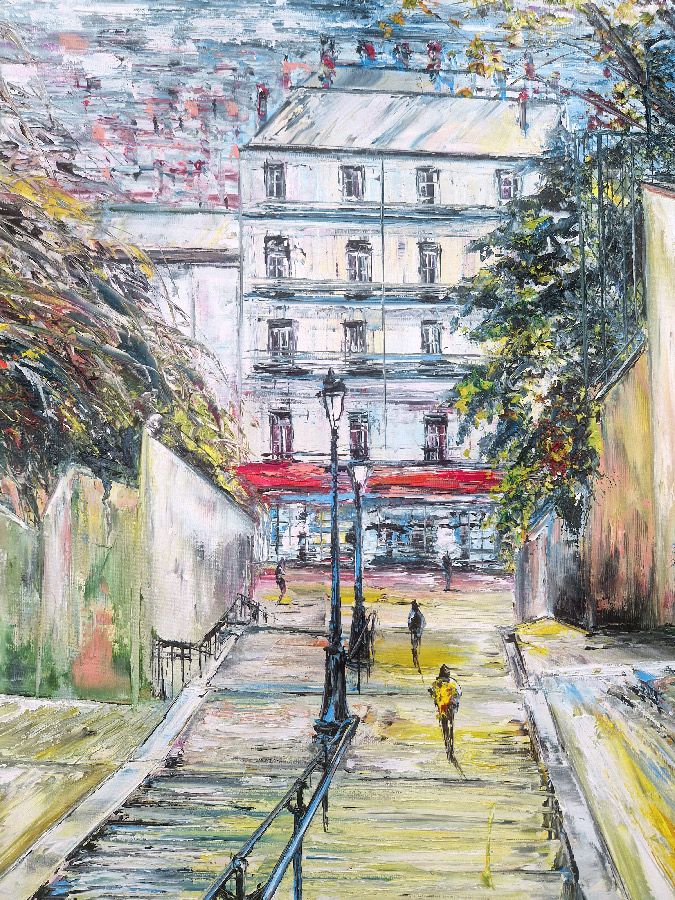 Tableau de PHIL a pour titre  Montmartre, Paris style abstrait dim : PHILprix:700