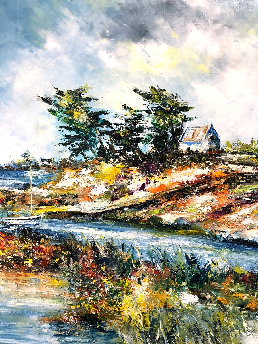 Tableau de PHIL a pour titre  Cotes de Bretagne style abstrait dim : PHILprix:700