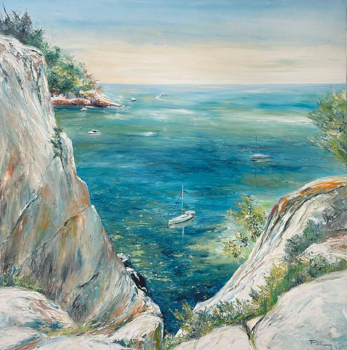 Tableau de PHIL a pour titre  La calanque style figuratif dim : PHILprix:700
