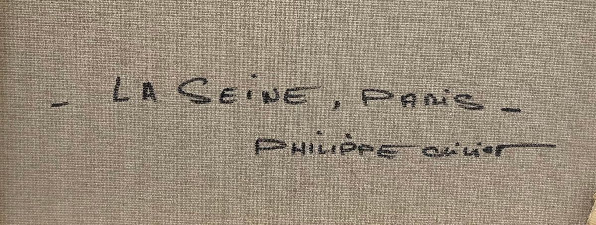 Tableau de PHIL a pour titre  La Seine, Paris style figuratif dim : PHILprix:700
