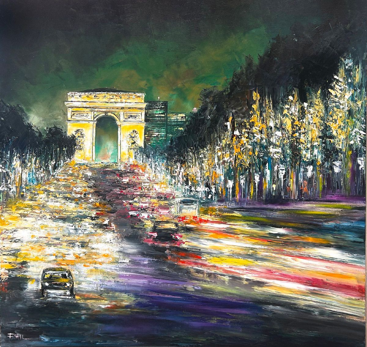 Tableau de PHIL a pour titre  Les Champs Elysées style figuratif dim : PHILprix:700