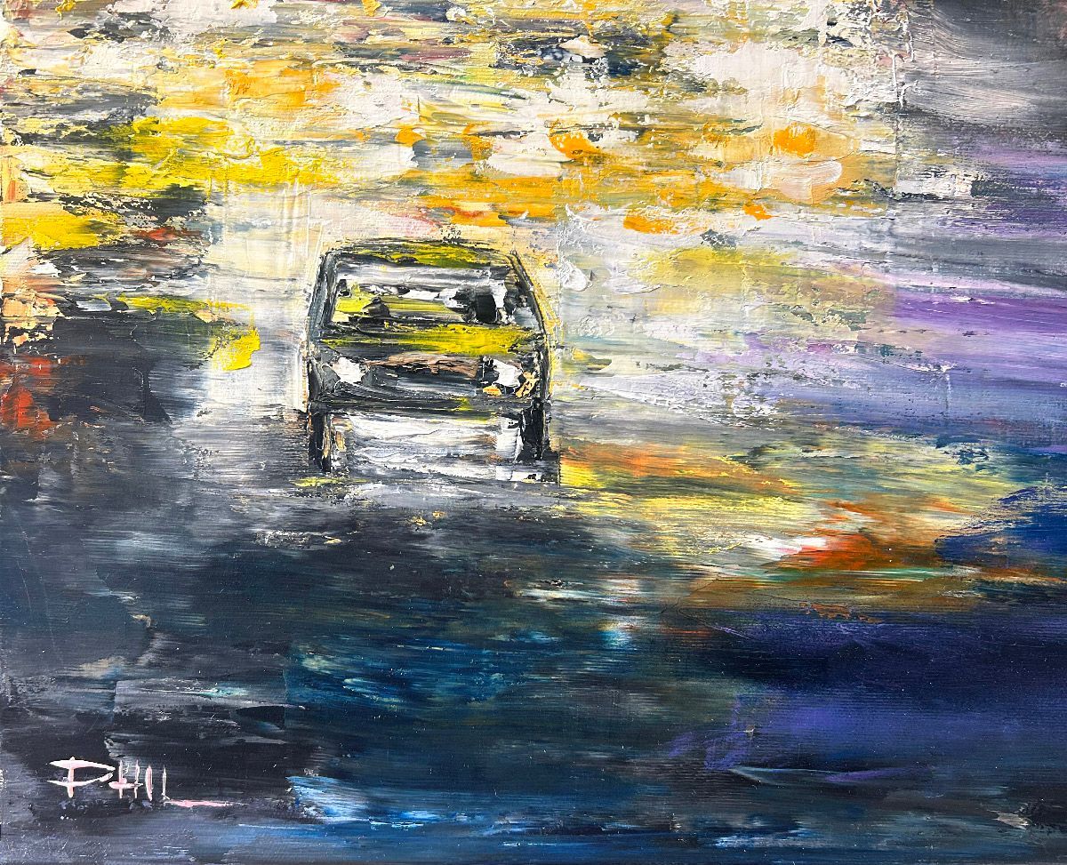 Tableau de PHIL a pour titre  Les Champs Elysées style figuratif dim : PHILprix:700