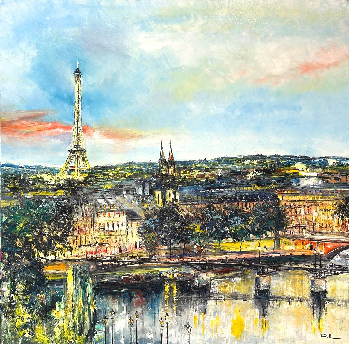 Tableau de PHIL a pour titre  Vue sur le pont des Arts style figuratif dim : PHILprix:700