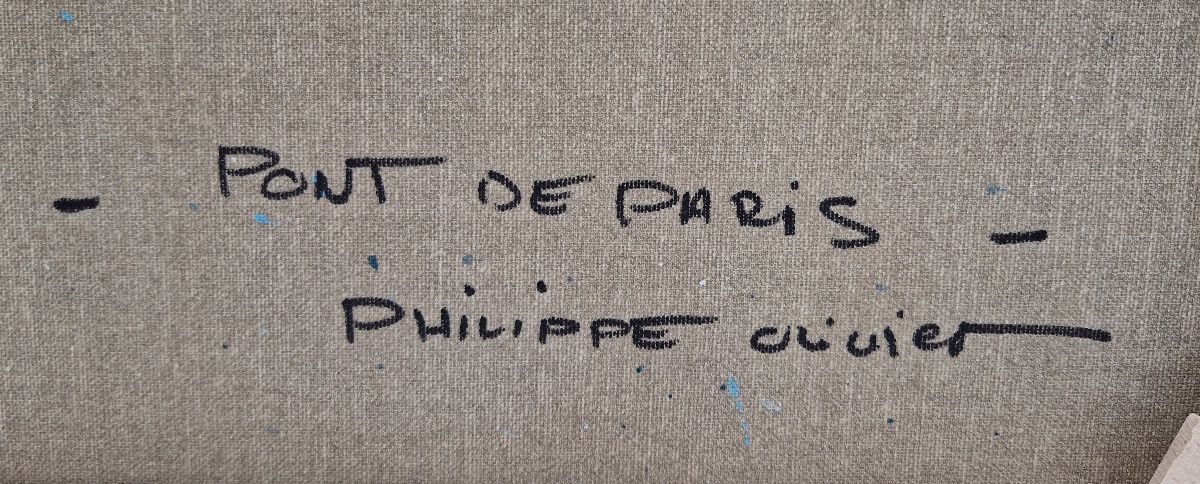 Tableau de PHIL a pour titre  Pont de Paris style figuratif dim : PHILprix:350