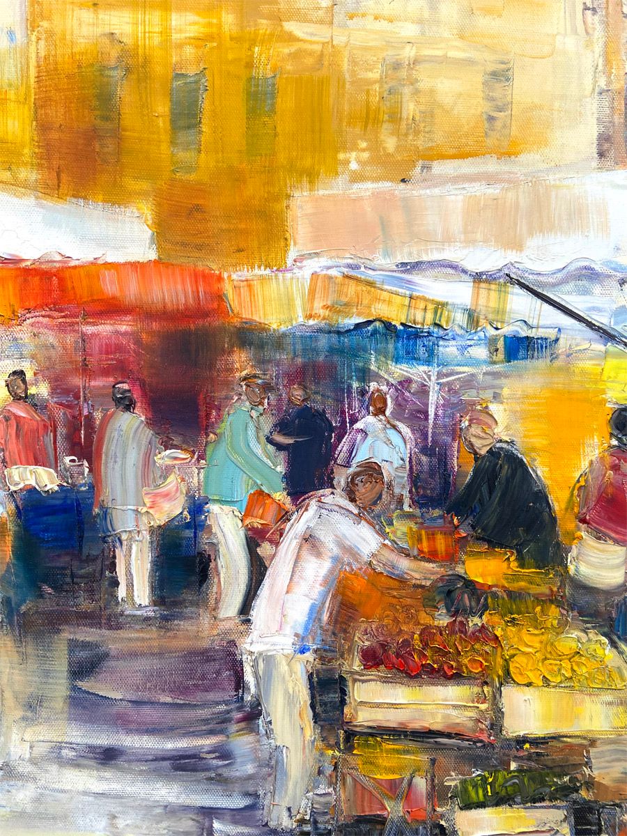 Tableau de BENOIT HAVARD a pour titre  Marché dans le Luberon style abstrait dim : BENOIT HAVARDprix:1750