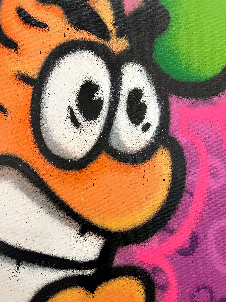 Tableau de Carotte a pour titre  Pink bubbles style graffiti, street art dim : Carotteprix:450