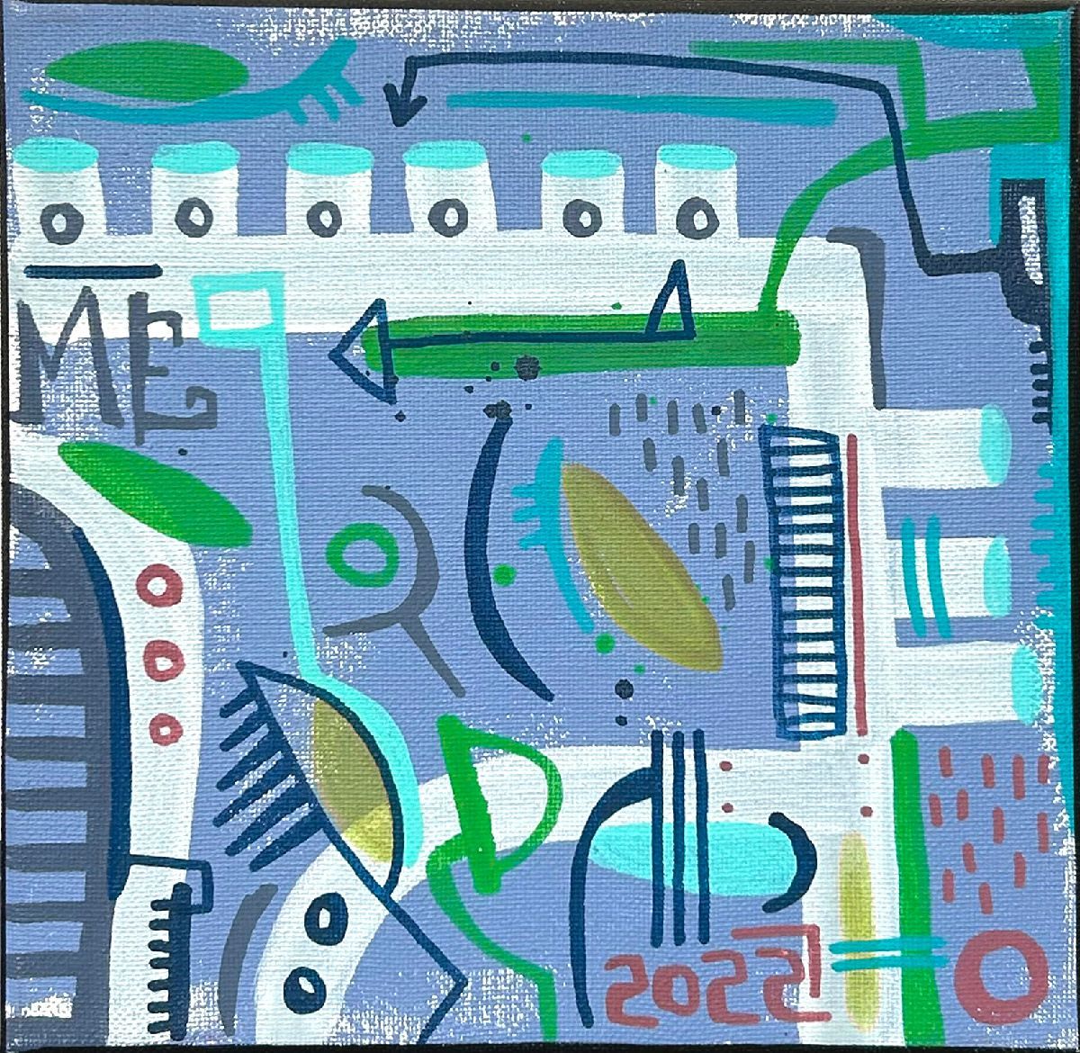 Tableau de TAREK a pour titre  Geometric blue style street art dim : TAREKprix:160