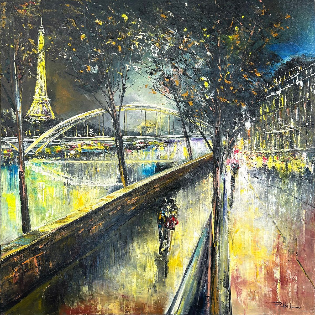 Tableau de PHIL a pour titre  Vue passerelle de Billy style figuratif dim : PHILprix:350
