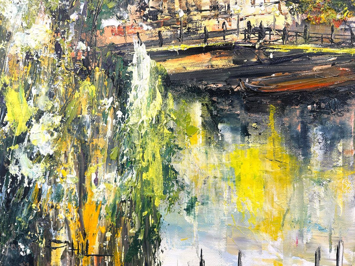 Tableau de PHIL a pour titre  Vue sur la Seine style figuratif dim : PHILprix:350