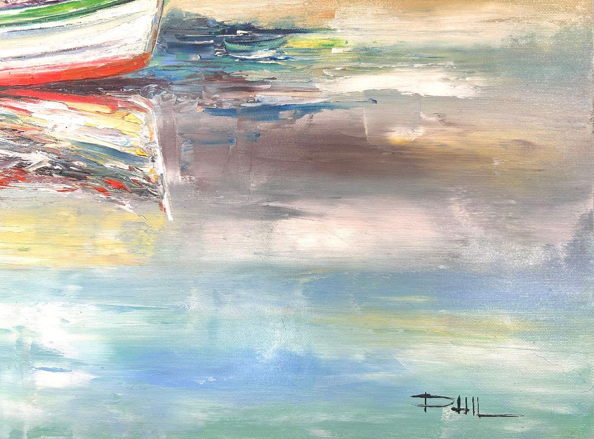 Tableau de PHIL a pour titre  Aux bruits des vagues style figuratif dim : PHILprix:350