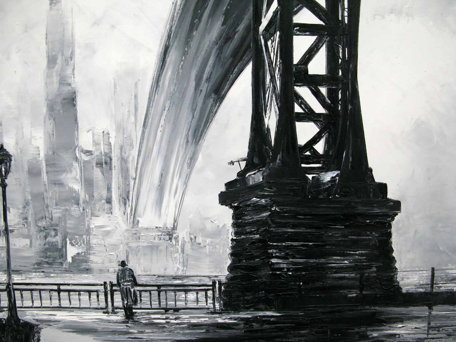 Tableau de PHIL a pour titre  Manhattan Bridge style figuratif dim : PHILprix:700