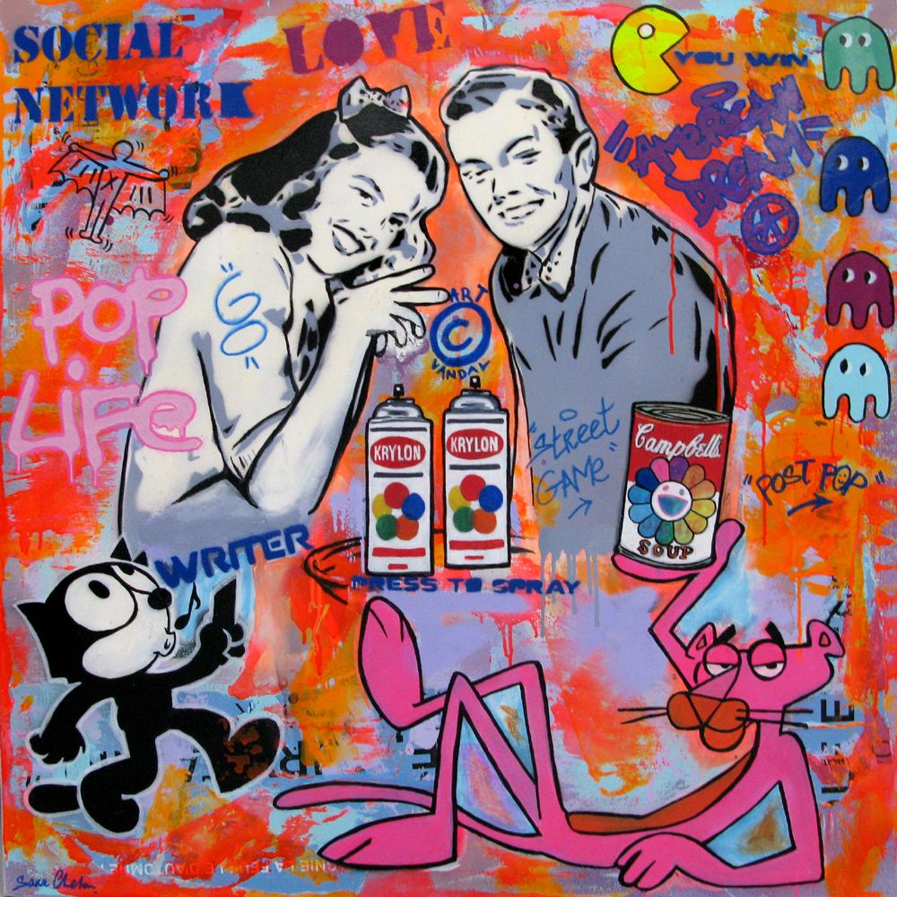 Tableau de SARA CHELOU a pour titre  Pop Culture style street pop art dim : SARA CHELOUprix:1100