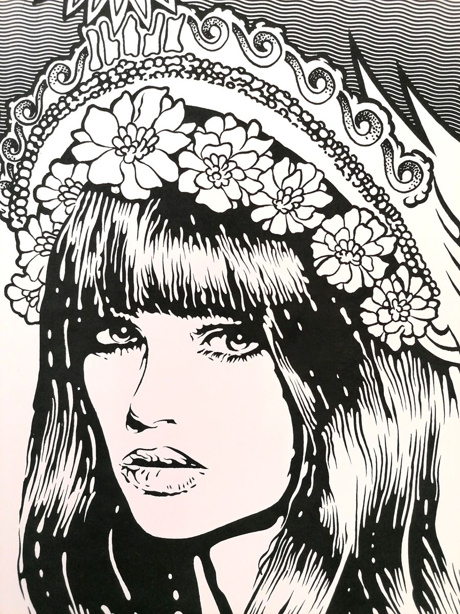 Editions d'art de CHUCK SPERRY a pour titre  QUEENS OF THE STONE AGE BW TEST style figuratif dim : CHUCK SPERRYprix:400