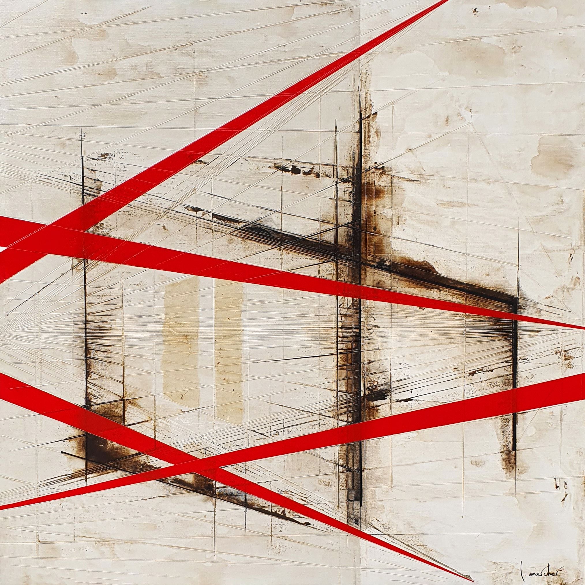 Tableau de LUDOVIC MERCHER a pour titre  RAYS style abstrait dim : LUDOVIC MERCHERprix:750