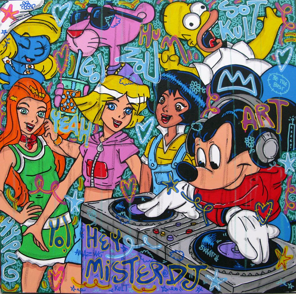 Tableau de RICO SAB a pour titre  Hey Mister dj style street pop art, street art dim : RICO SABprix:950