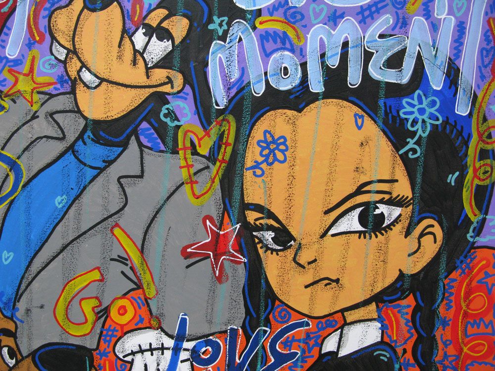 Tableau de RICO SAB a pour titre  ENJOY EVERY MOMENT style street pop art, street art dim : RICO SABprix:950