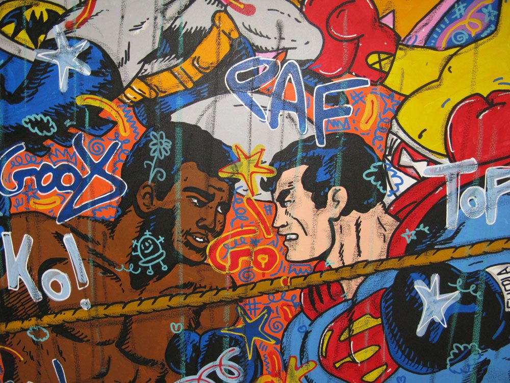 Tableau de RICO SAB a pour titre  MISTER BOXE KO style graphique dim : RICO SABprix:1350