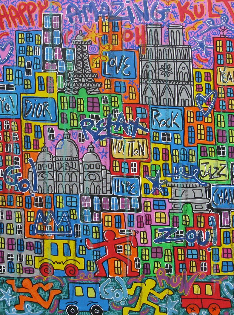 Tableau de RICO SAB a pour titre  Amazing Paris style street pop art, street art dim : RICO SABprix:800