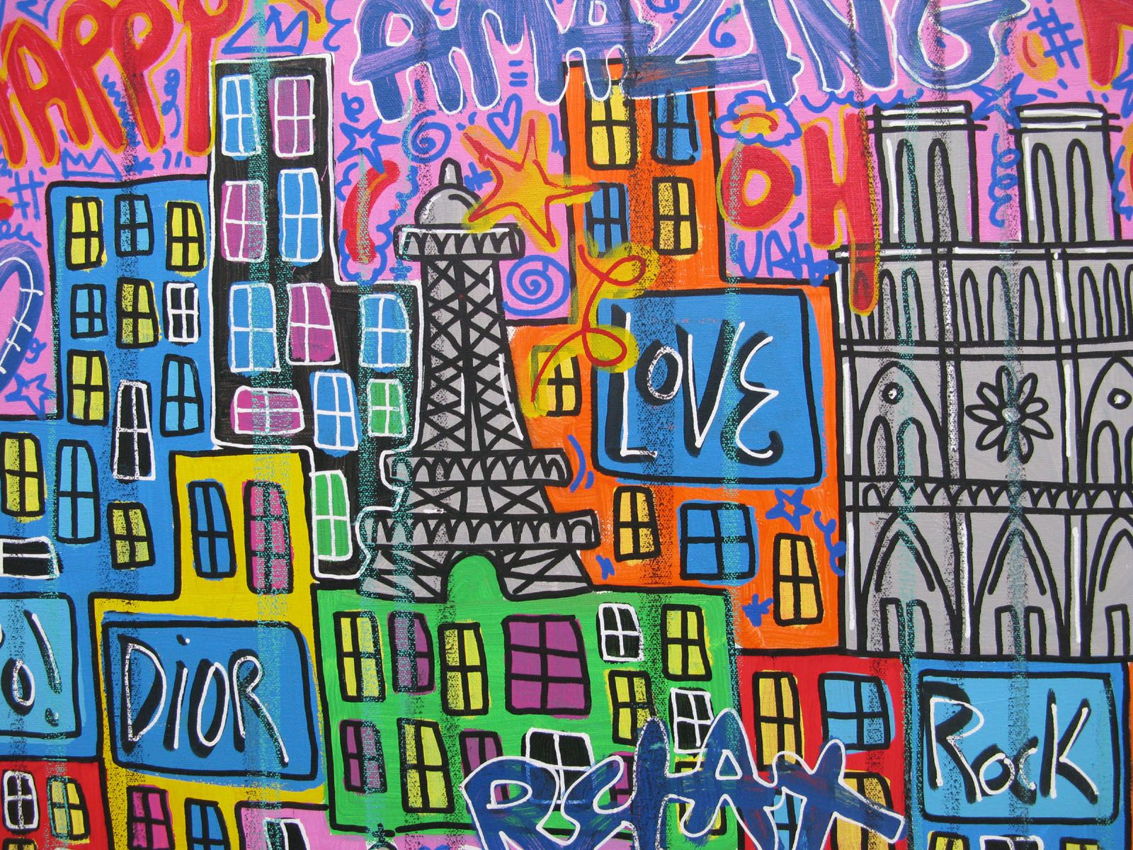 Tableau de RICO SAB a pour titre  Amazing Paris style street pop art, street art dim : RICO SABprix:800