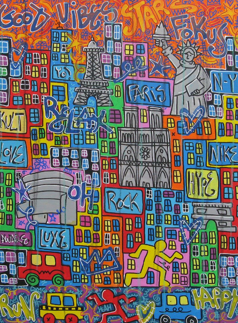 Tableau de RICO SAB a pour titre  Paris New york style street pop art, street art dim : RICO SABprix:800