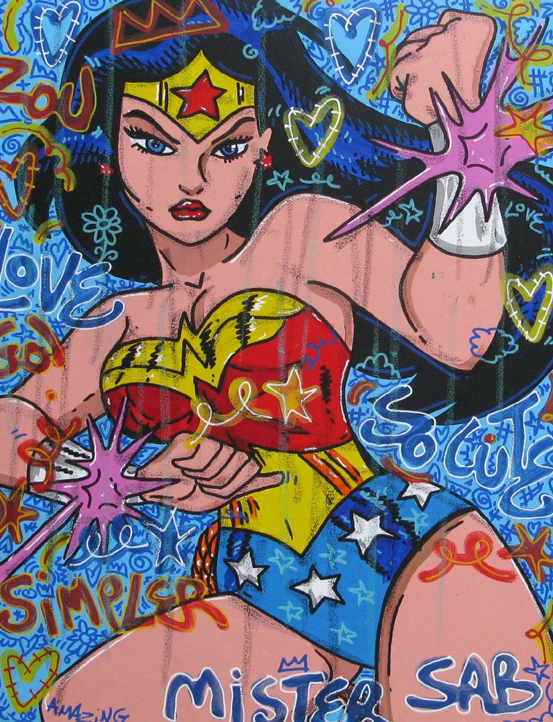 Tableau de RICO SAB a pour titre  Wonder Woman style street pop art dim : RICO SABprix:450