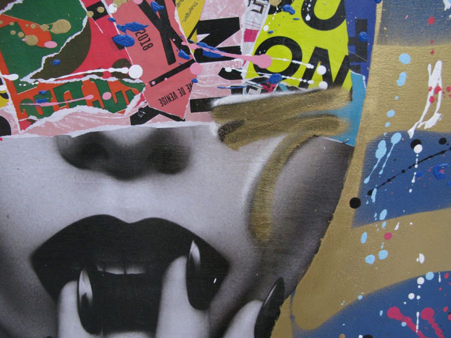 Tableau de RS ARTIST a pour titre  MASKED WOMAN style graphique dim : RS ARTISTprix: