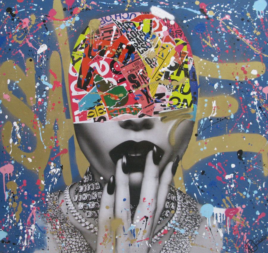 Tableau de RS ARTIST a pour titre  MASKED WOMAN style graphique dim : RS ARTISTprix: