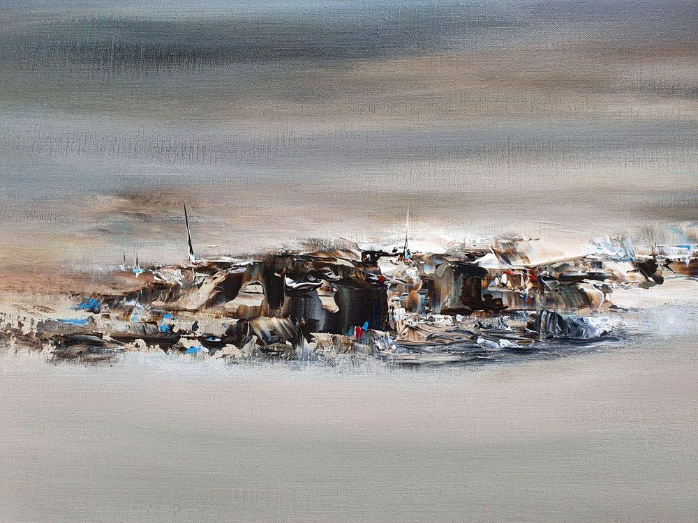 Tableau de RUELLE NICOLAS a pour titre  LES JOURS SE SONT ENFUIS style abstrait dim : RUELLE NICOLASprix:750