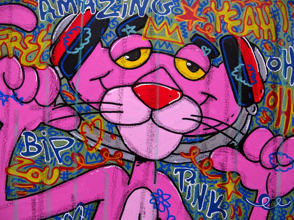 Tableau de RICO SAB a pour titre  DJ Pink style street pop art, street art dim : RICO SABprix:250