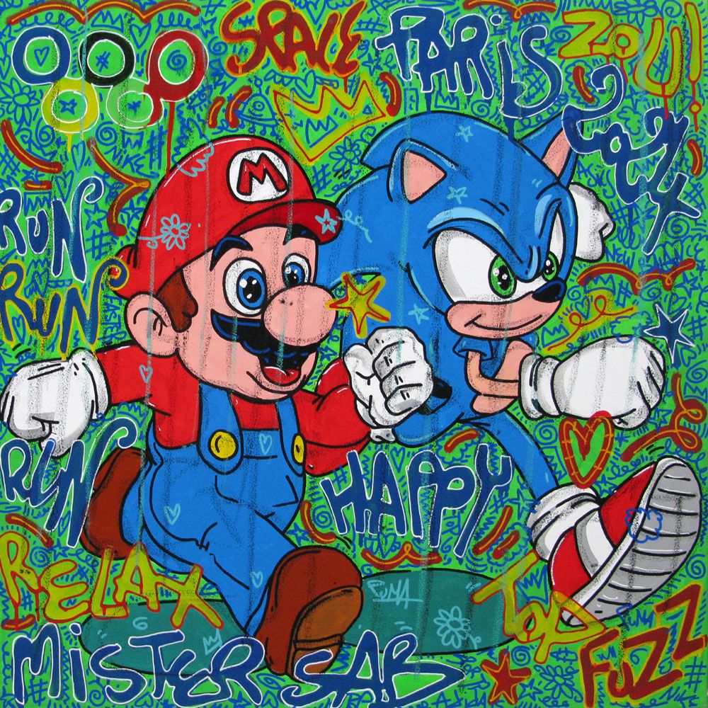 Tableau de RICO SAB a pour titre  Space Paris 2024 style street pop art, street art dim : RICO SABprix:600
