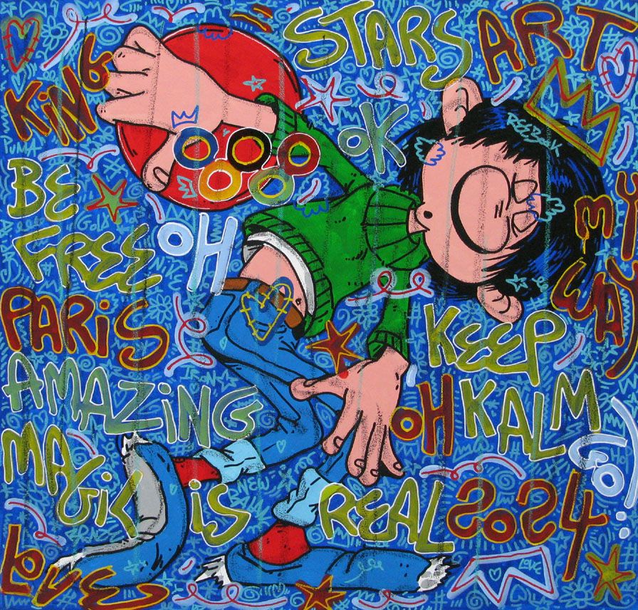 Tableau de RICO SAB a pour titre  Stars Paris 2024 style street pop art, street art dim : RICO SABprix:600