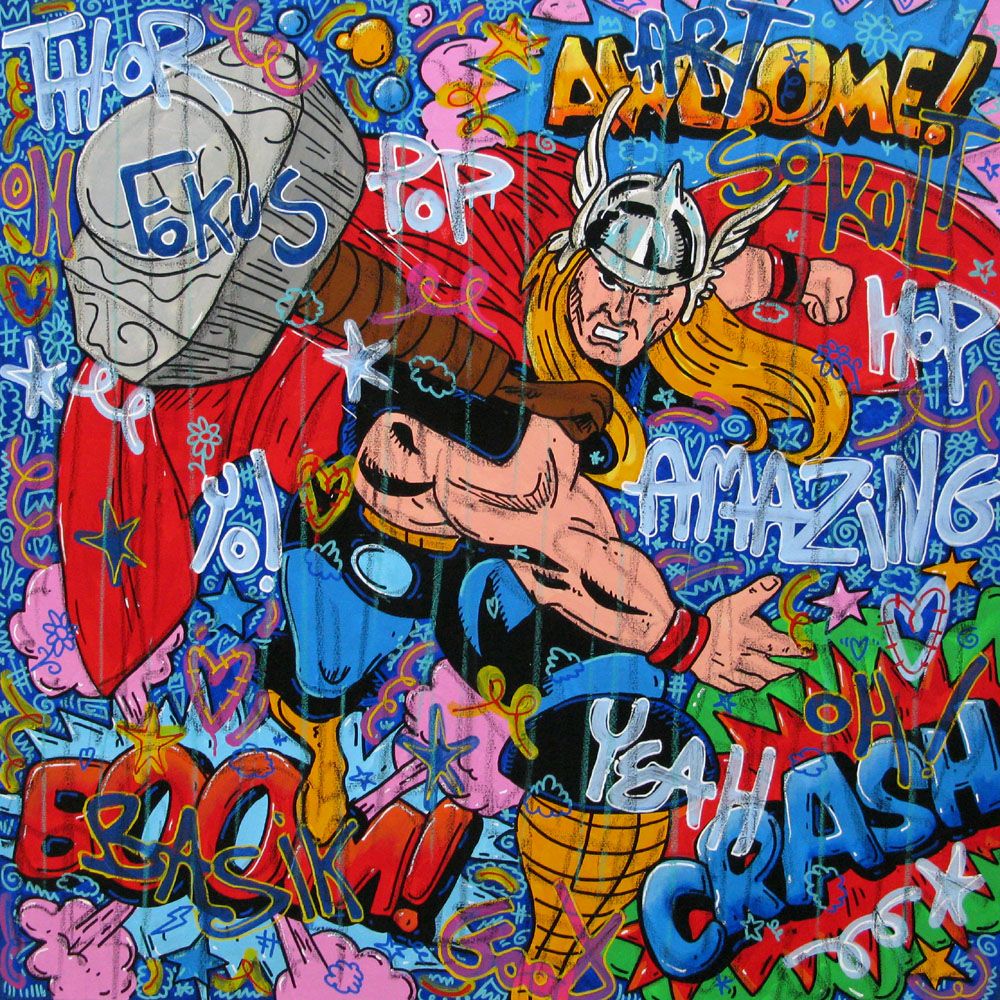Tableau de RICO SAB a pour titre  Thor style street pop art, street art dim : RICO SABprix:950