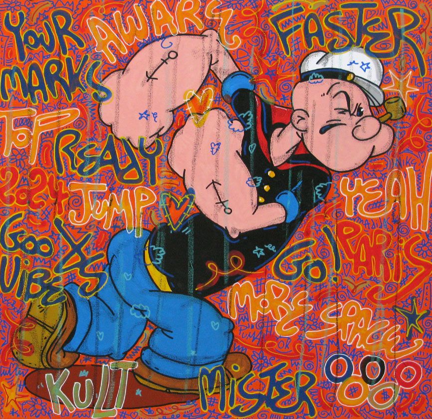 Tableau de RICO SAB a pour titre  Your marks ready go ! style street pop art, street art dim : RICO SABprix:600