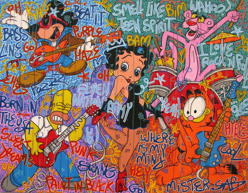 Tableau de RICO SAB a pour titre  I love rockin roll style street pop art, street art dim : RICO SABprix:1900