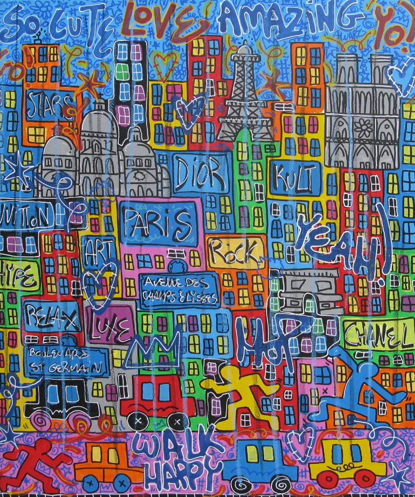 Tableau de RICO SAB a pour titre  Love Paris style street pop art, street art dim : RICO SABprix:800