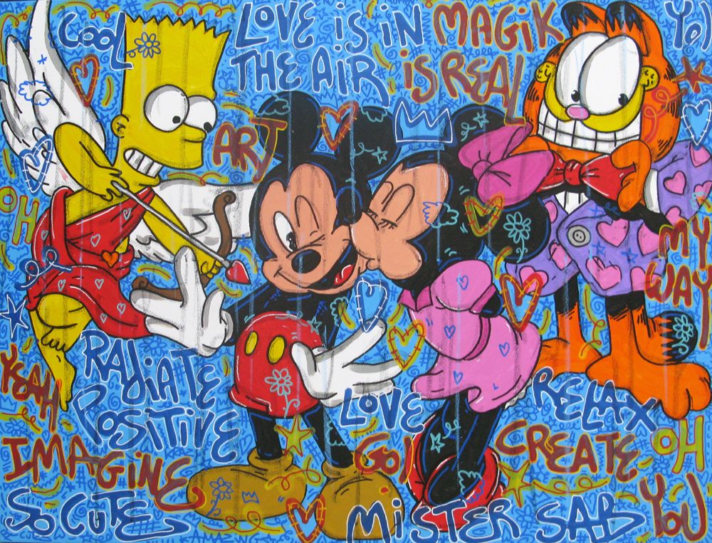 Tableau de RICO SAB a pour titre  Love is in the air style street pop art, street art dim : RICO SABprix:950