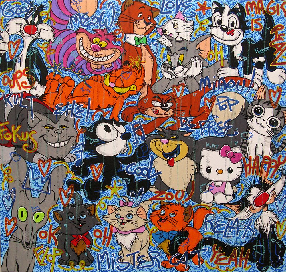 Tableau de RICO SAB a pour titre  Mister cat style street pop art, street art dim : RICO SABprix:1900