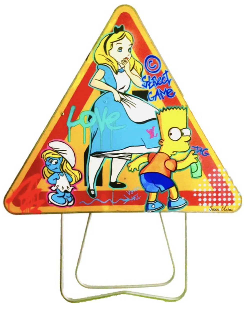 Tableau de SARA CHELOU a pour titre  Street game panneau style street pop art dim : SARA CHELOUprix:900